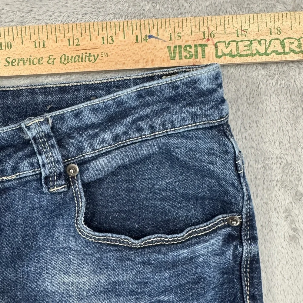Rue 21 CJ Black Shorts Mens 32 Blue Acid Wash Cut Off Denim Flex 11
